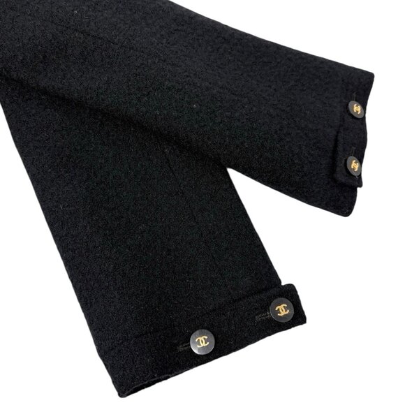 CHANEL Vintage 95A CC Mark Logo Jacket #38 Mohair Wool Black Gold [106212] - Picture 10 of 12
